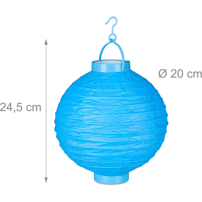 Relaxdays LED Lampions, 10 Stk, batteriebetrieben, Ø 20cm, für drinnen & draußen, mehrfarbig