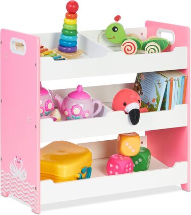 Relaxdays Kinderregal, HBT: 60 x 62,5 x 30 cm, 5 Fächer, MDF, Aufbewahrungsregal Kinderzimmer, Spielzeugregal, weiß/rosa, L