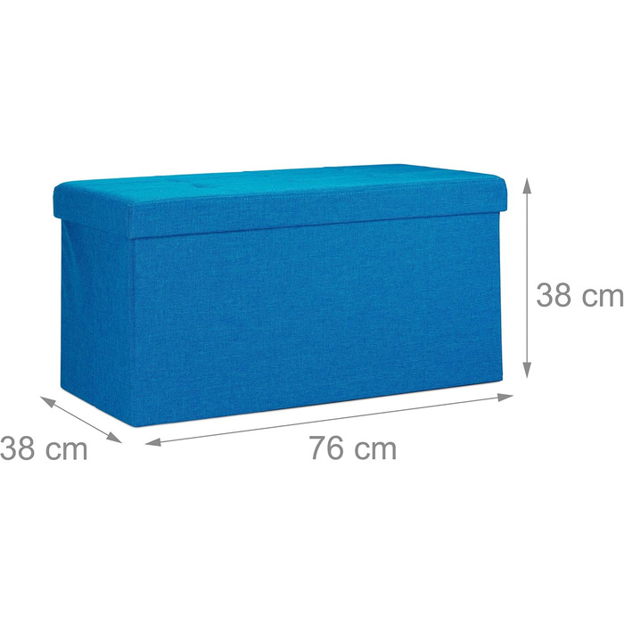 Relaxdays Faltbare Sitzbank XL mit Stauraum, Sitzwürfel, 38x76x38 cm, Blau