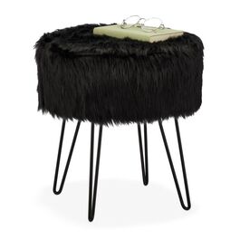 Relaxdays Fellhocker schwarz