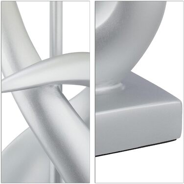 Relaxdays Tischlampe modern, elegantes Design, Tischleuchte Stoffschirm, E27, Designerlampe HxD: 50x25 cm, silber/weiß