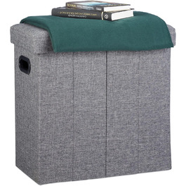 Relaxdays Faltbarer Sitzhocker mit Stauraum, 49,5x46x25,5 cm, Dunkelgrau