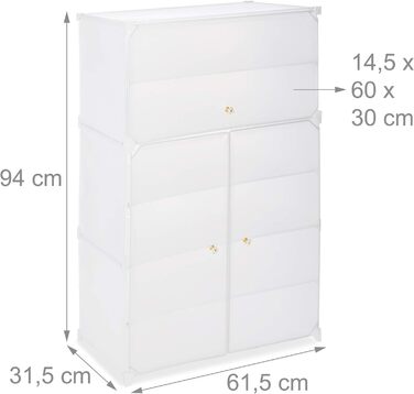 Relaxdays Schuhschrank, XL Steckregal, 6 Fächer, Türen, HBT 94x61,5x31,5 cm