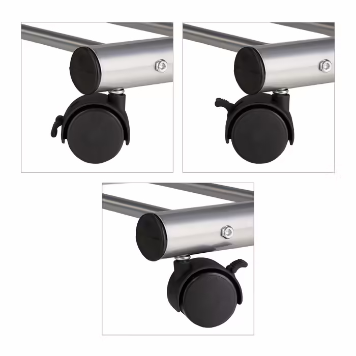 Relaxdays Silberne Garderobe mit Rollen