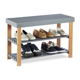 Relaxdays Bambus Schuhbank grau