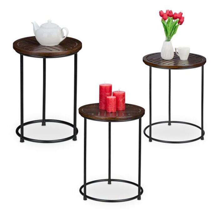 Relaxdays Satztisch 3er Set Mangoholz
