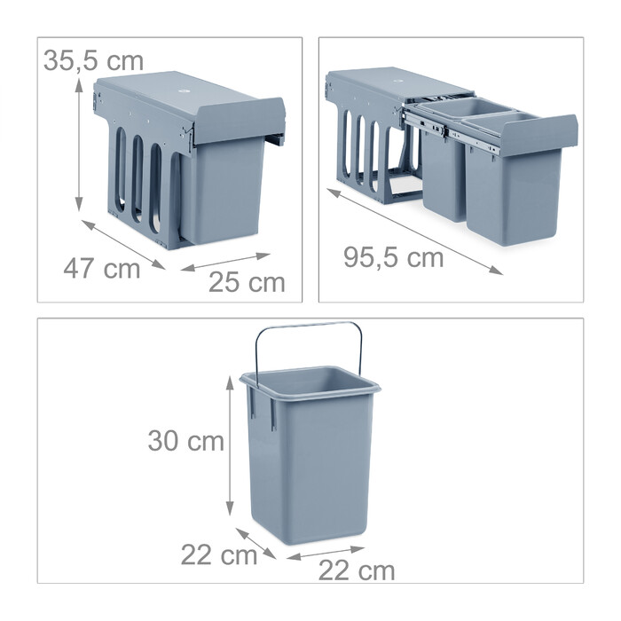 Relaxdays Einbaumülleimer Küche 2x 8 Liter