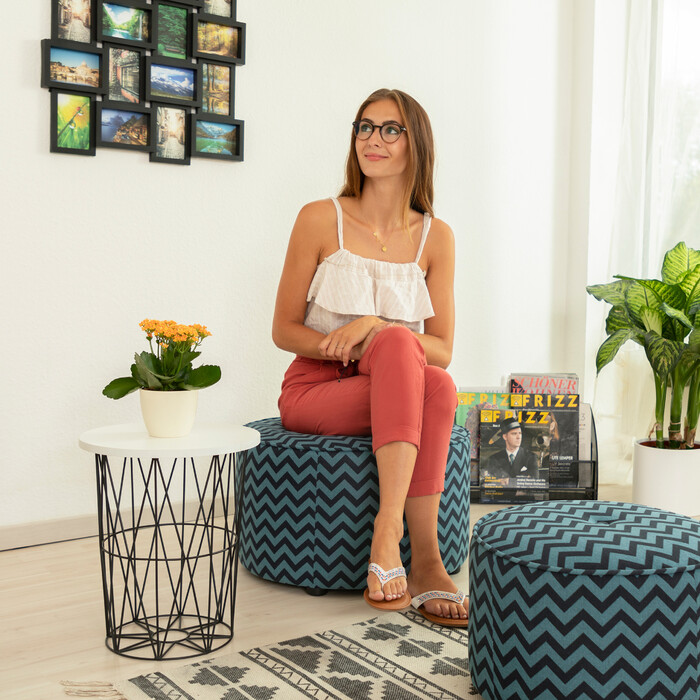 Relaxdays Runder Beistelltisch mit Metallkorb