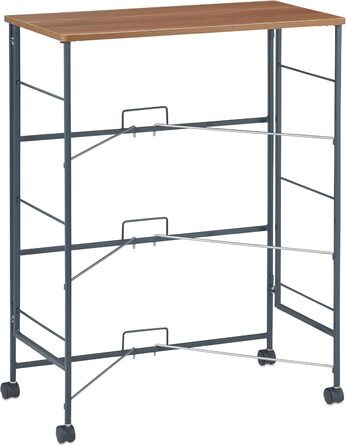Relaxdays Roll-Schubladenschrank, 6 Stoffschubladen, Holzoptik, 74,5x58x30 cm, grau (Design A)