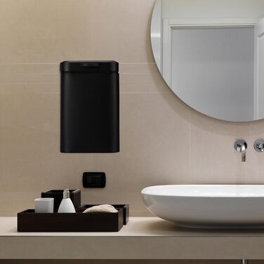 Relaxdays Wand-Kosmetikeimer, 6L, Absenkautomatik, Metall, schwarz