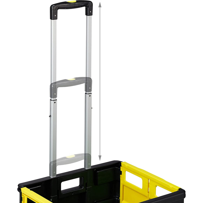 Relaxdays Einkaufstrolley klappbar, Teleskop-Griff, 2 Gummi Rollen, bis 35 kg, Shopping Trolley, Aluminium, ABS, gelb