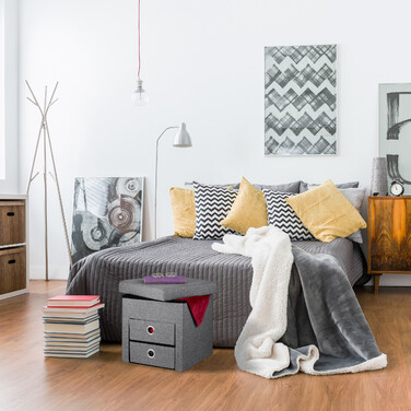 Relaxdays Sitzhocker mit Stauraum 2 Schubladen