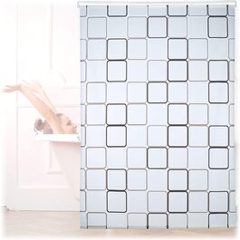 Relaxdays Duschrollo Square, wasserabweisend, Retro Badrollo Wanne u. Dusche, Deckenmontage, 80x240 cm, semitransparent (240 x 160 x 5 cm)