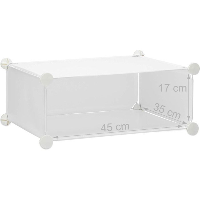 Relaxdays Schuhschrank mit 10 Fächern, Schuhregal groß, Steckregal Kunststoff, DIY, HxBxT ca. 90 x 94 x 37 cm, weiß