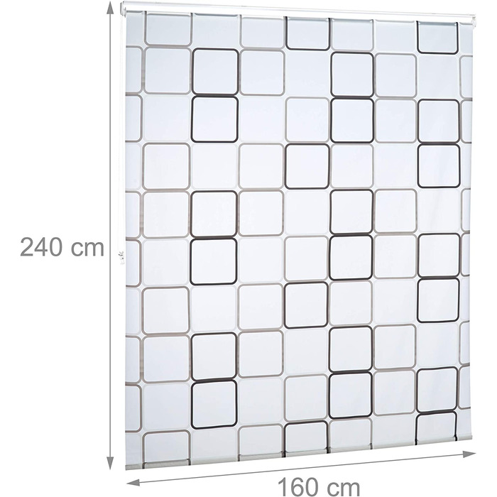 Relaxdays Duschrollo Square, wasserabweisend, Retro Badrollo Wanne u. Dusche, Deckenmontage, 80x240 cm, semitransparent (240 x 160 x 5 cm)