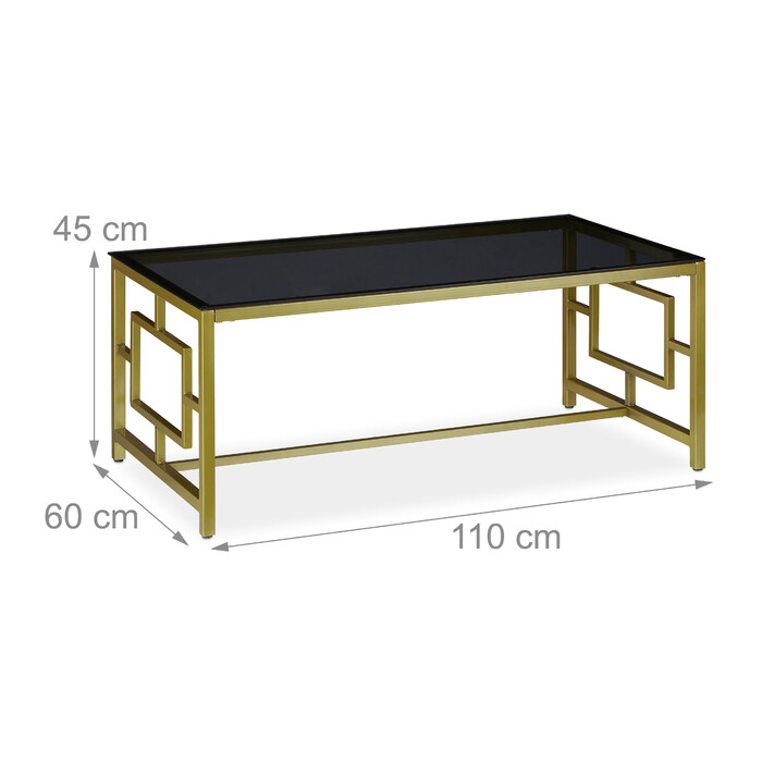 Relaxdays Couchtisch Glas Schwarz & Gold