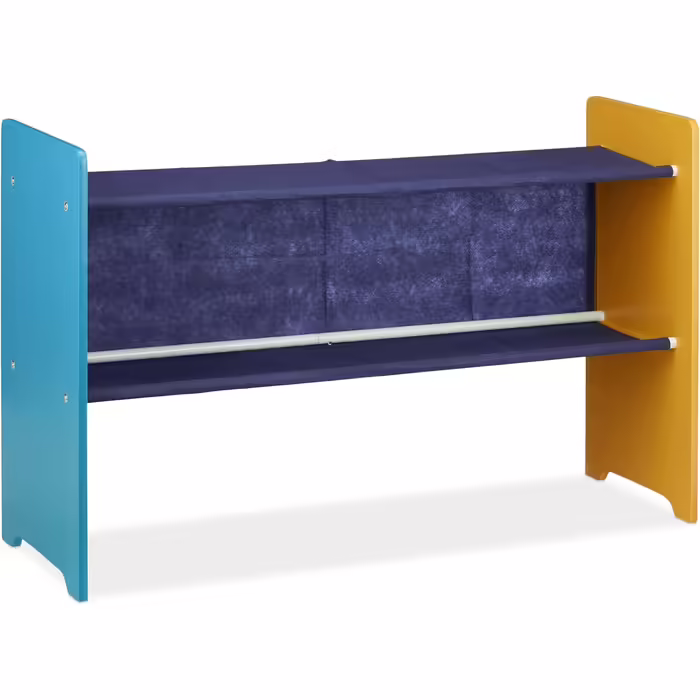 Relaxdays Kinderregal mit 9 Stoffboxen, Monster Design, HxBxT: 70 x 92,5 30 cm, Spielzeugregal fürs Kinderzimmer, bunt, Dunkelblau, Türkis, Orange