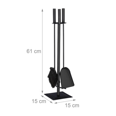 Relaxdays Kaminbesteck 4-teilig schwarz