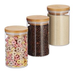 Relaxdays 3er Set Vorratsdosen aus Glas 800 ml