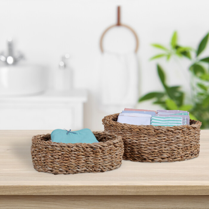 Relaxdays 3-tlg. Aufbewahrungskorb Set aus Seegras