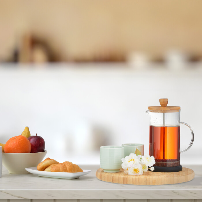 Relaxdays Kaffeebereiter mit Bambusdeckel