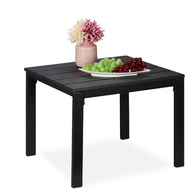 Relaxdays wetterfester Beistelltisch für Balkon, Terrasse & Garten, 39x52x48 cm, klein, Schwarz
