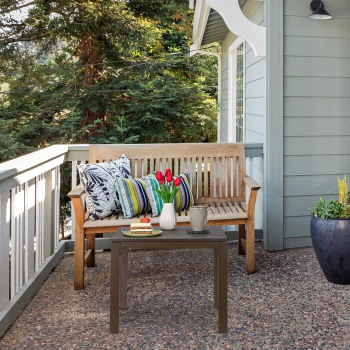 Relaxdays wetterfester Beistelltisch für Balkon, Terrasse & Garten, 39x52x48 cm, Braun