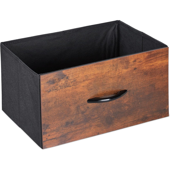 Relaxdays Nachttisch Industrial, 2 Ablagen, Schublade, Metall & MDF, 50x45x40cm, schwarz/braun