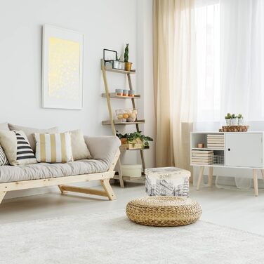 Relaxdays Sitzhocker mit Stauraum, Vintage Postkarten Design, Rom, faltbar, gepolstert, weiß
