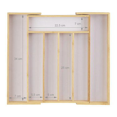 Relaxdays Besteckkasten Bambus 40cm ausziehbar