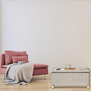 Relaxdays Sitzbank mit Stauraum, Samt, Holzfüße, bis 120 kg, faltbar, 34x76x38 cm, Creme