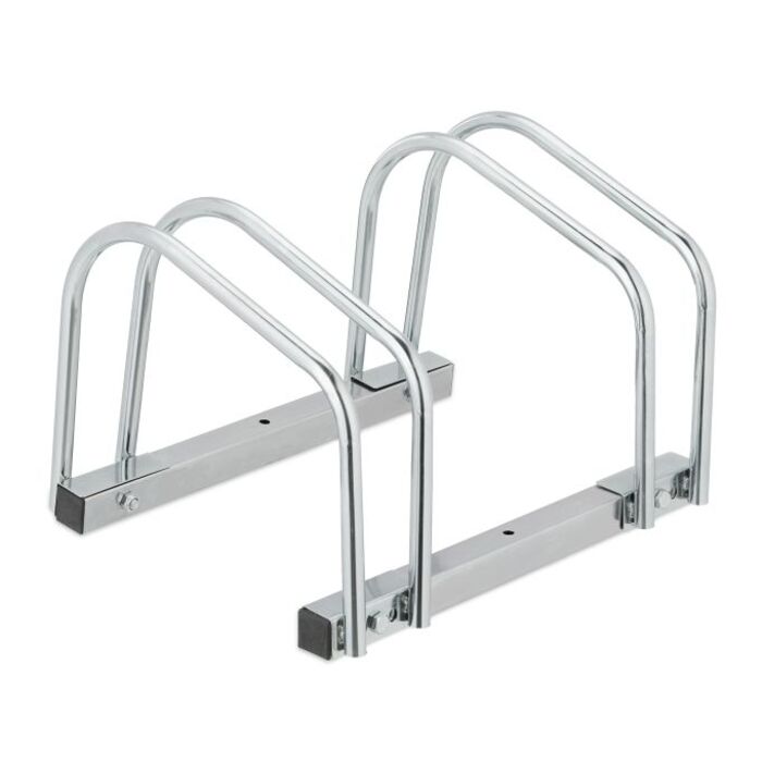 Relaxdays Silberner Fahrradständer für 2 Fahrräder