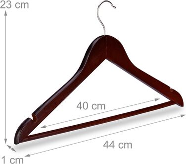 Relaxdays 00 x Kleiderbügel Holz, Garderobenbügel, klassisch, Hemden & Hosen, 360° drehbar, Bügel HxB 23 x 44 cm,    00er Pack (1, Braun, 20er Pack)