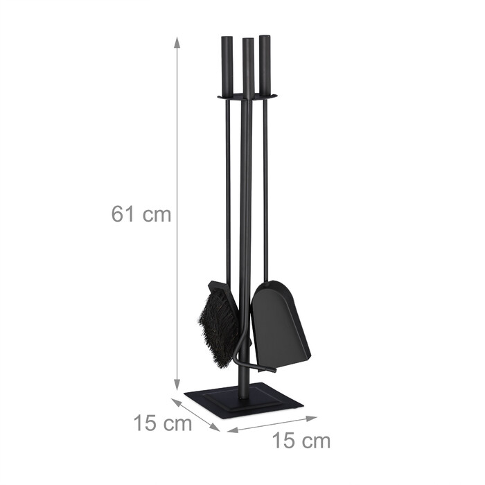 Relaxdays Kaminbesteck 4-teilig schwarz