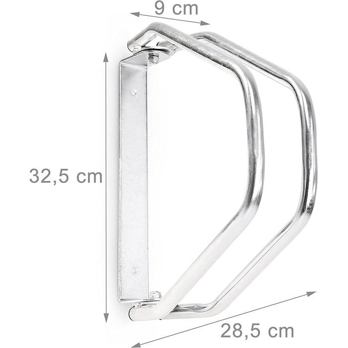 Relaxdays 2 x Fahrradständer im Set, Wandparker als Einzelständer, zur Wandmontage, verstellbar, HBT 32,5 x 9 x 28,5 cm, Silb