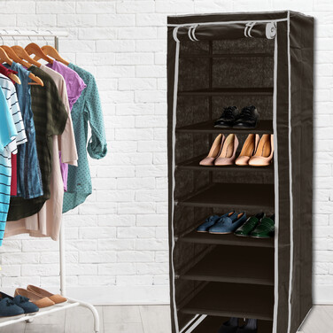 Relaxdays Schuhschrank Stoffbezug 9 Ablagen