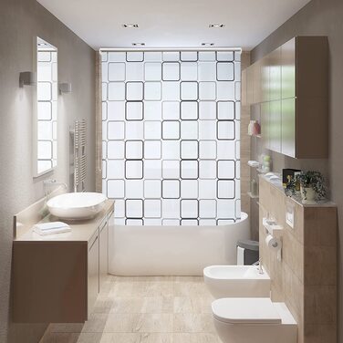 Relaxdays Duschrollo Square, wasserabweisend, Retro Badrollo Wanne u. Dusche, Deckenmontage, 80x240 cm, semitransparent