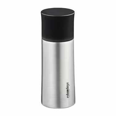 Relaxdays Trinkflasche Edelstahl 300 ml mit Becher