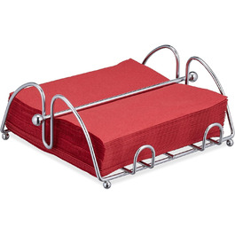 10 x Serviettenhalter, mit Beschwerer, für 33x33 cm Servietten, Edelstahl-Optik, Design Serviettenständer Metall, silber