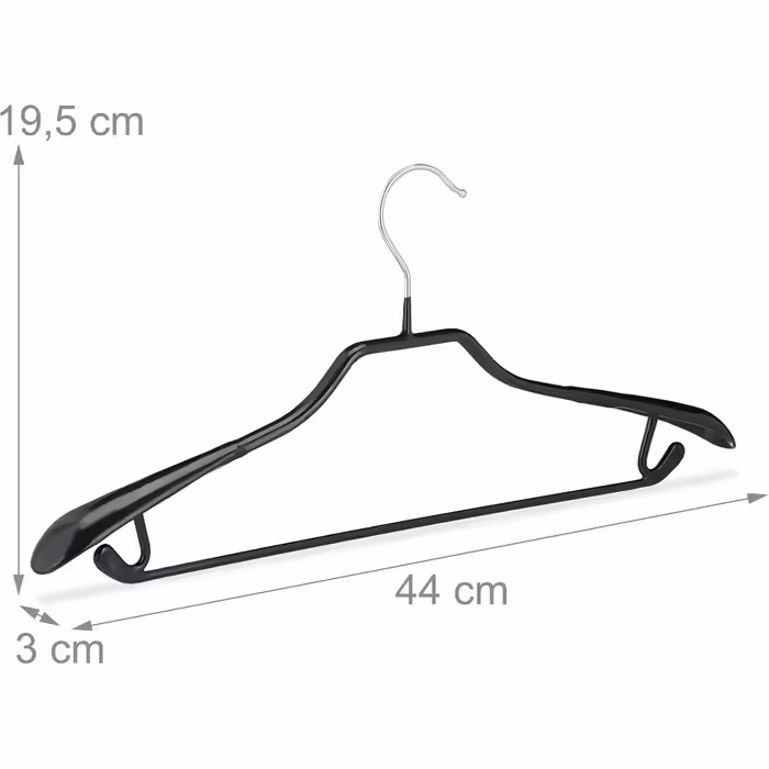 Relaxdays 20er Set rutschfeste Metall-Kleiderbügel für Anzüge, 45 cm, Schwarz