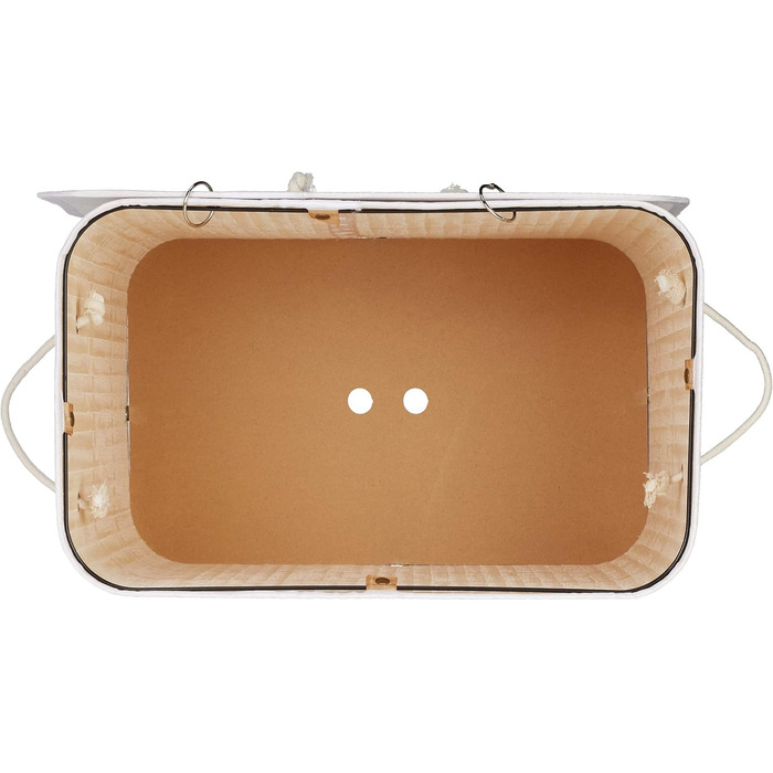 Relaxdays Wäschekorb Bambus, 2 Fächer, 95 l, faltbar, rechteckig, mit Deckel, Weiß