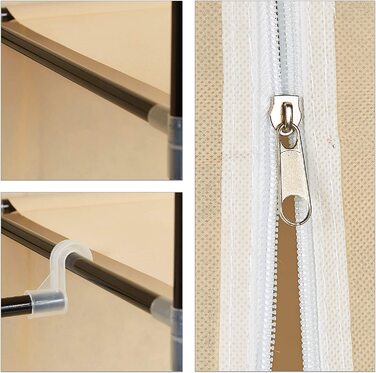 Relaxdays Stoffkleiderschrank, 9 Fächer, 2 Kleiderstangen, HBT: 173 x 148 x 43 cm, Camping, Keller, Faltschrank,  Stoff (Beige)