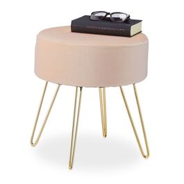 Relaxdays Samt Hocker mit Haarnadelbeinen