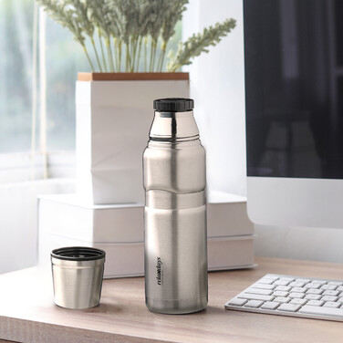 Relaxdays Trinkflasche mit Becher 500 ml