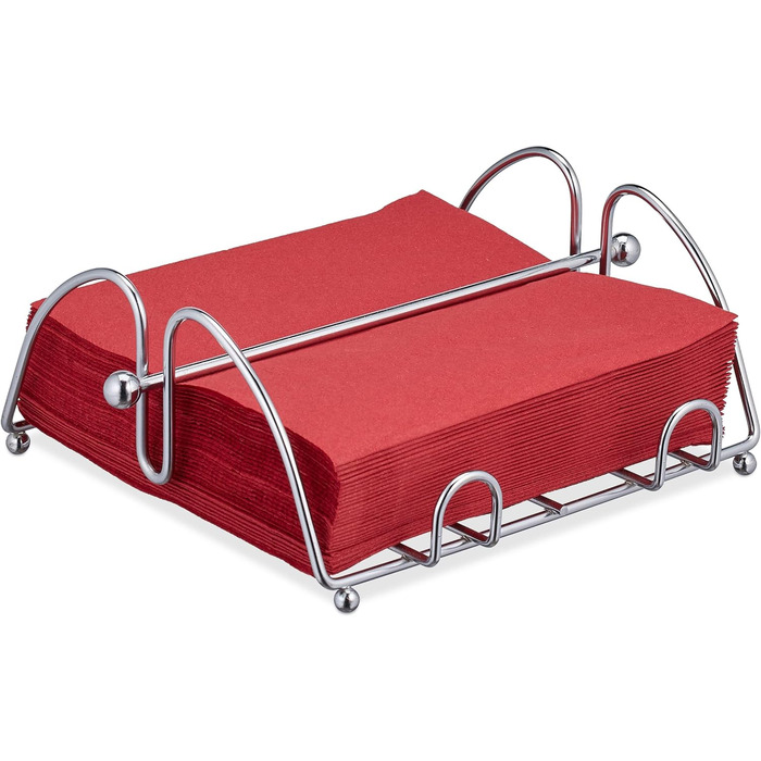 10 x Serviettenhalter, mit Beschwerer, für 33x33 cm Servietten, Edelstahl-Optik, Design Serviettenständer Metall, silber