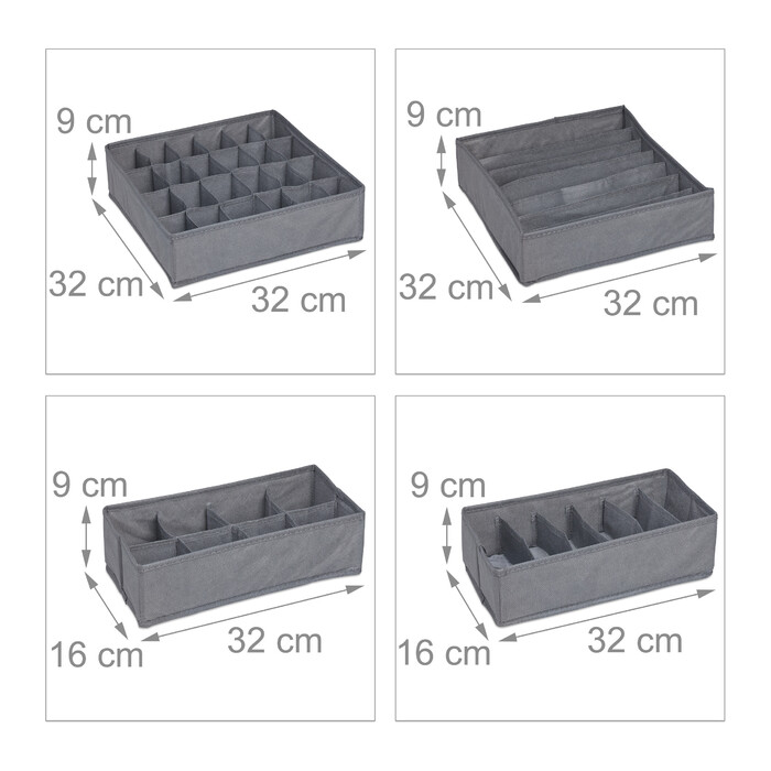Relaxdays 4 tlg. Unterwäsche Organizer Set