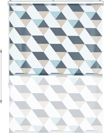 Relaxdays Duschrollo,  Dreieck Muster, Seilzug, Flexible Montage, Duschvorhang für Badewanne & Fenster, bunt (120x240 cm)