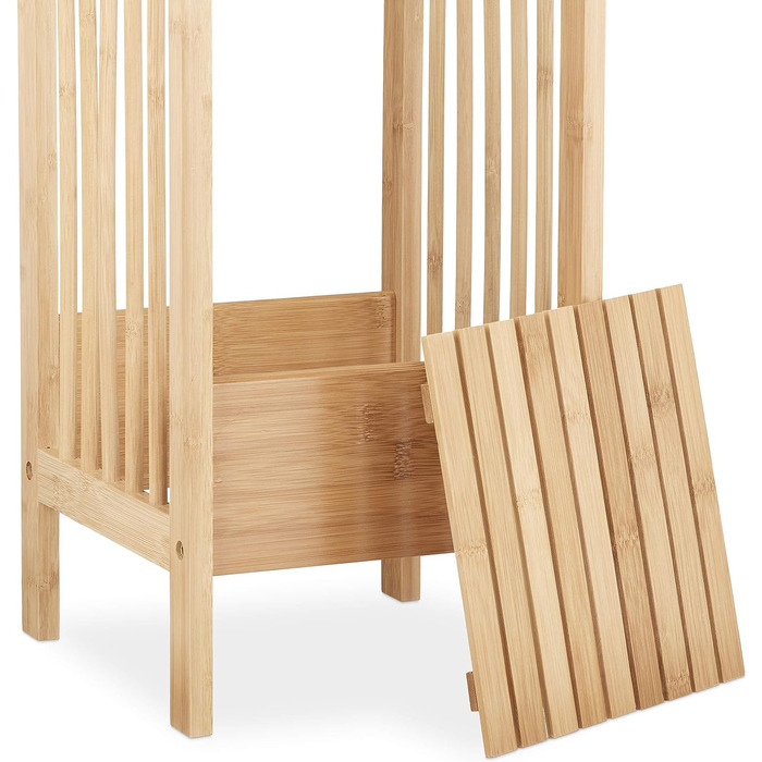 Relaxdays Schirmständer Bambus, eckig, 2 Griffe, H x B x T: ca. 64 x 25 x 26,5 cm, Umbrella Stand, Schirmhalter, natur