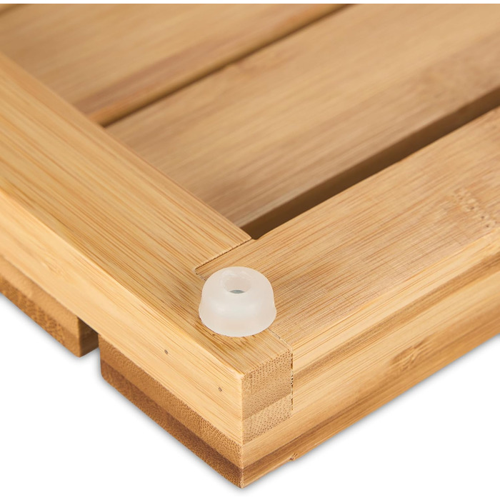 Relaxdays Bambus Badematte, 61x40 cm, rutschfest, für Badewanne, Dusche, Sauna, Indoor & Outdoor, Natur