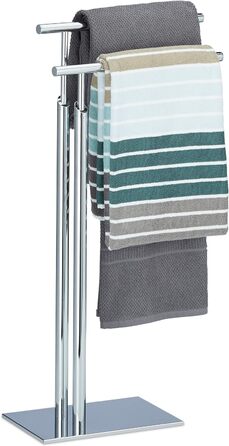 Relaxdays Handtuchhalter stehend PAGNONI, 2-armig, HBT 78x46x20 cm, Chrom